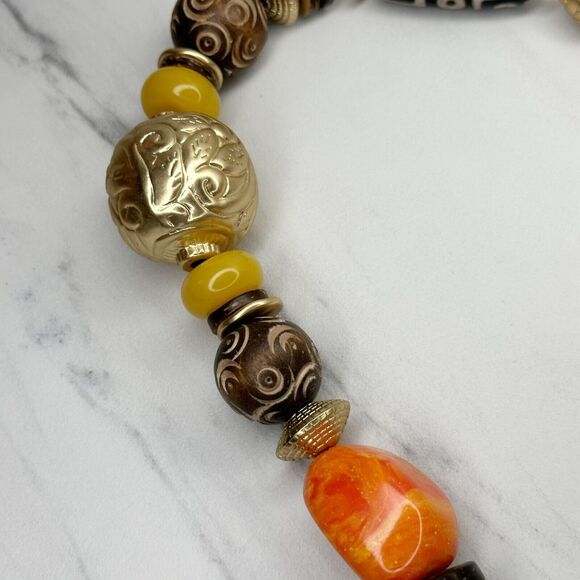 Chico's Collectibles Chunky Beaded Gold Tone Statement Necklace ✨ - Picture 9 of 12